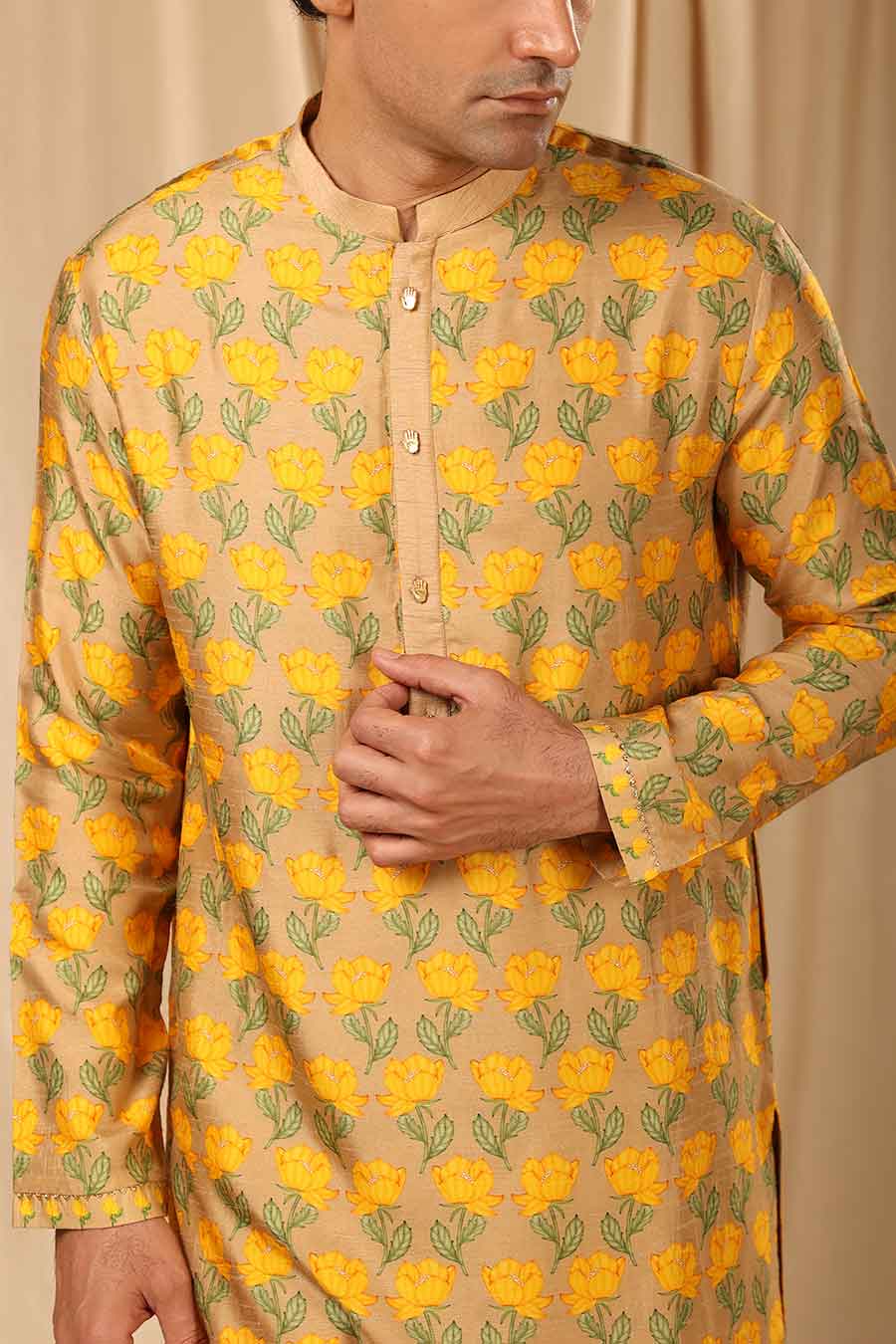 Beige Bloomingdale Print Kurta