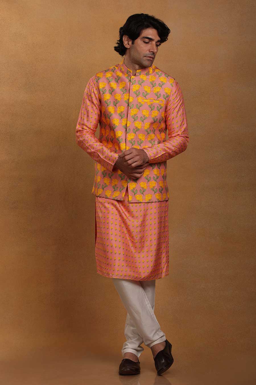 Rose Pink Wallflower Kurta Set With Jacket
