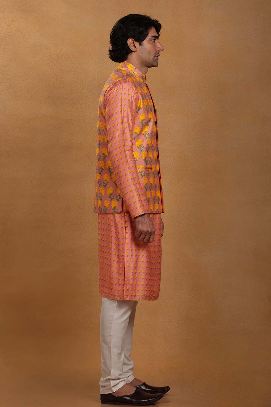 Rose Pink Wallflower Kurta Set With Jacket