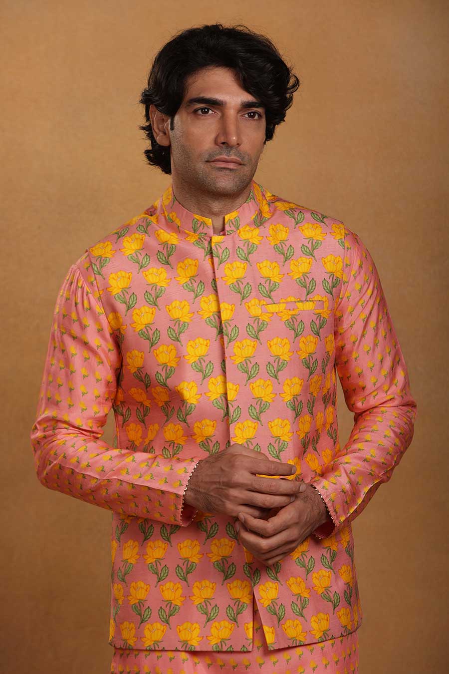 Rose Pink Wallflower Kurta Set With Jacket