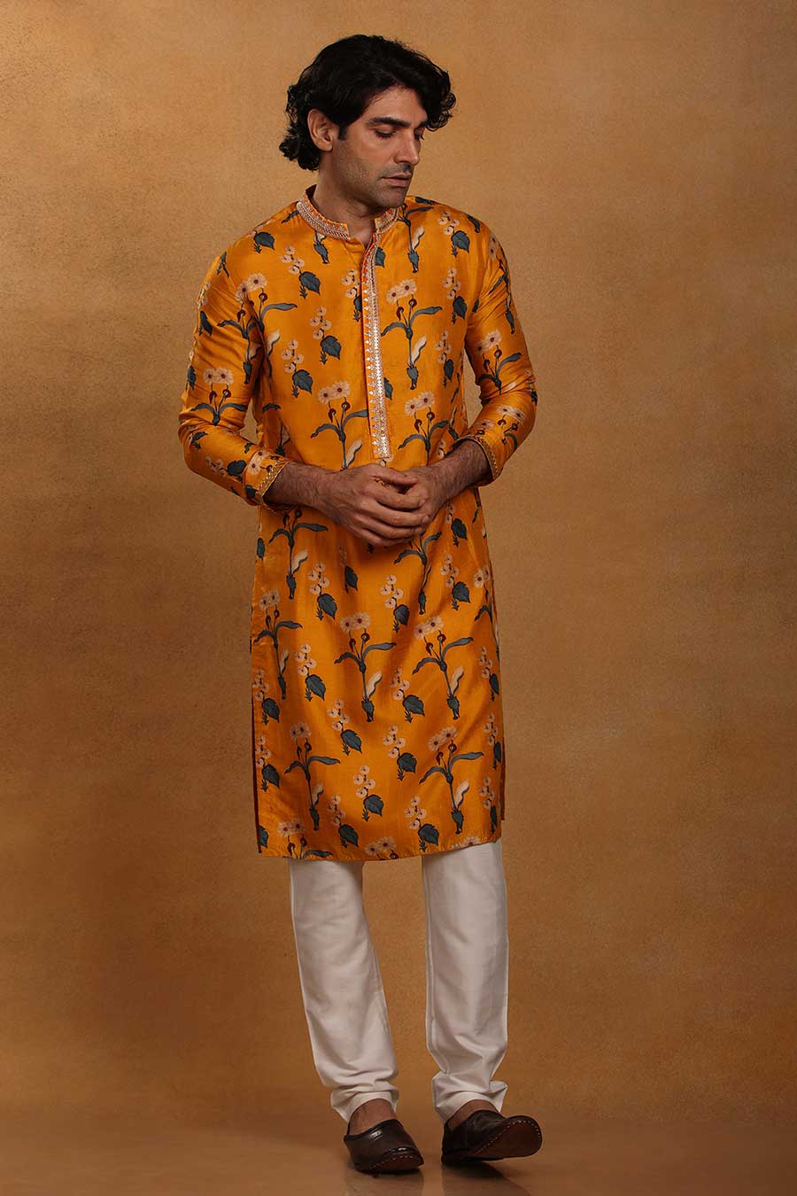 Mustard Spring Blossom Print Kurta