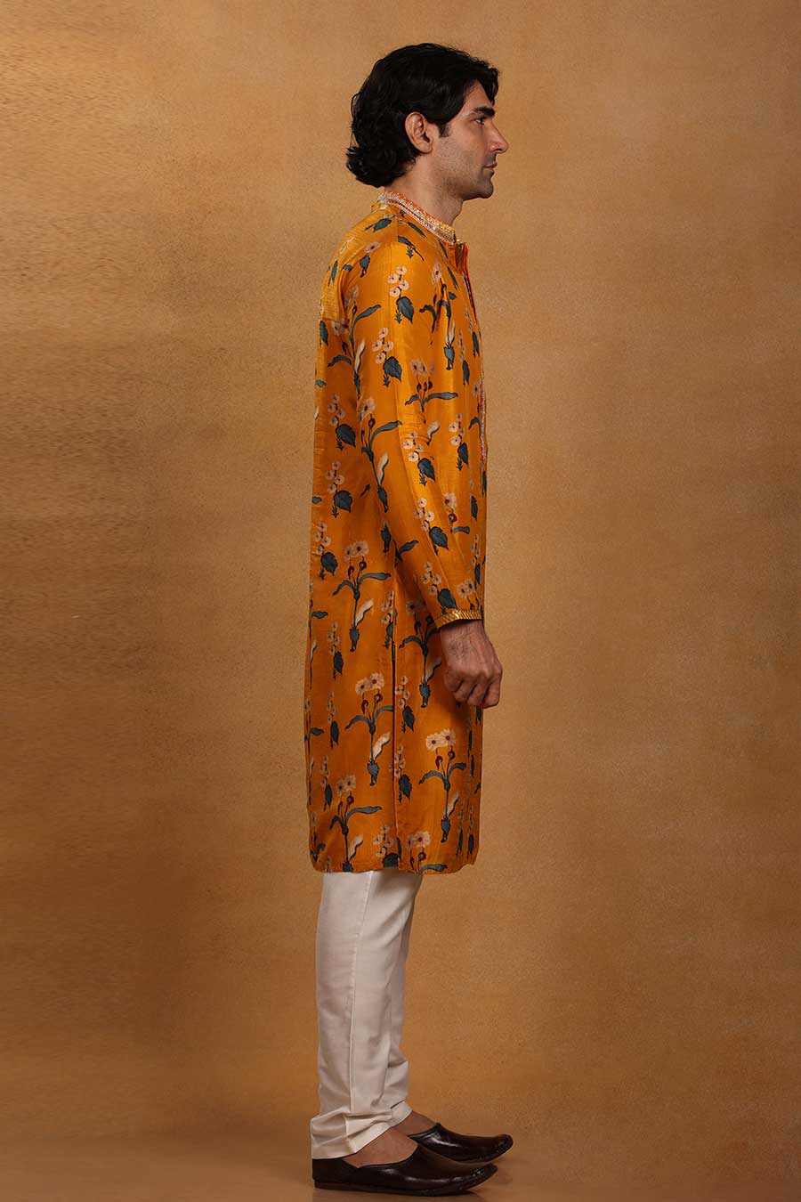 Mustard Spring Blossom Print Kurta