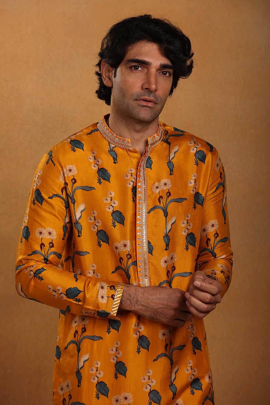 Mustard Spring Blossom Print Kurta