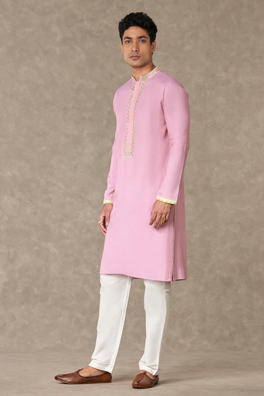 Pink Print Embroidered Kurta Set