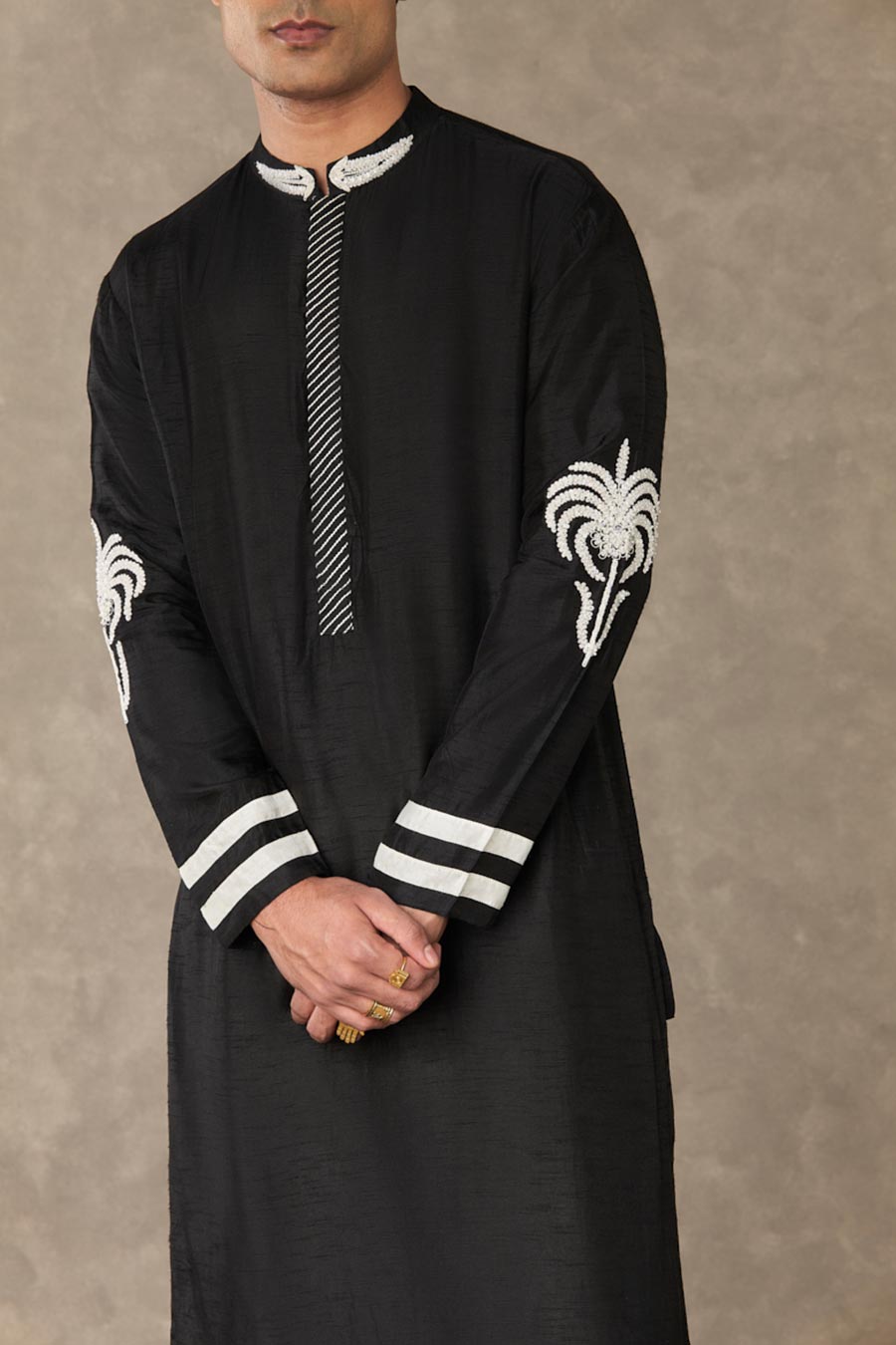 Black Shajara Embroidered Kurta Set