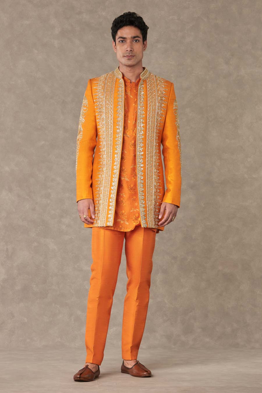 Rust Narangi Embroidered Bandi Jacket