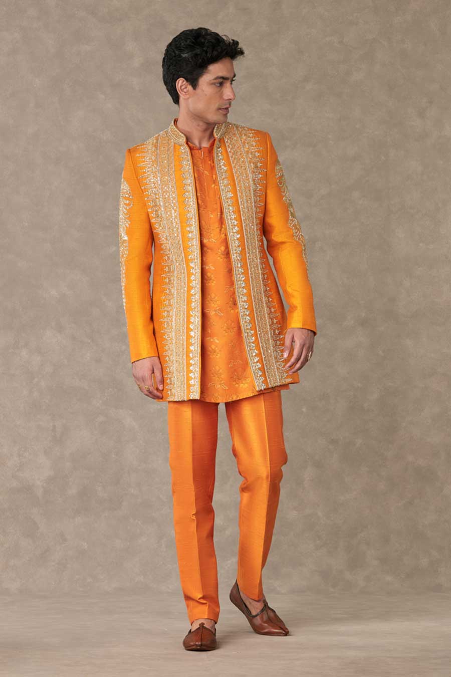 Rust Narangi Embroidered Bandi Jacket