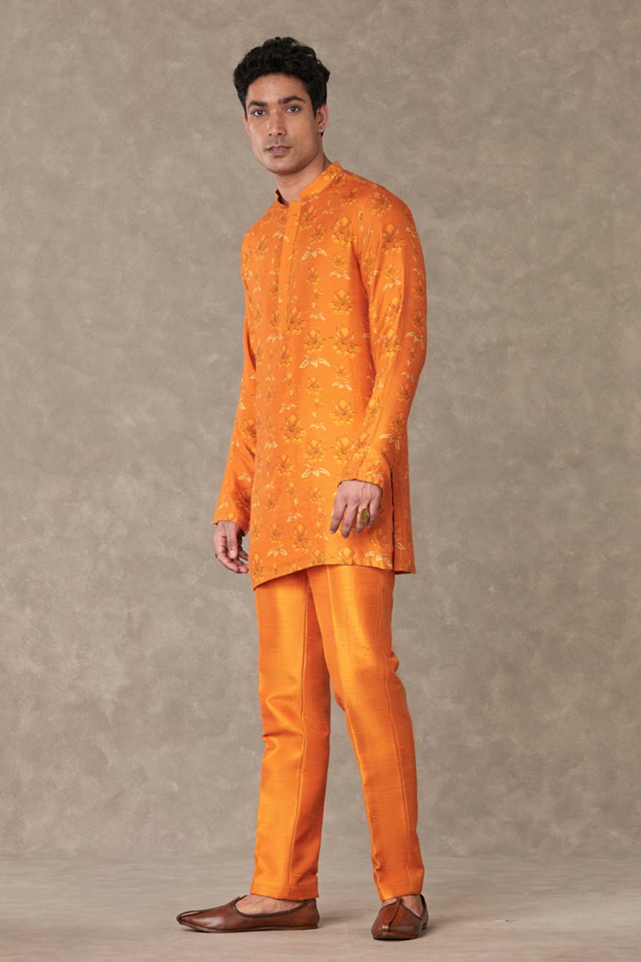 Rust Narangi Print Embroidered Kurta Set