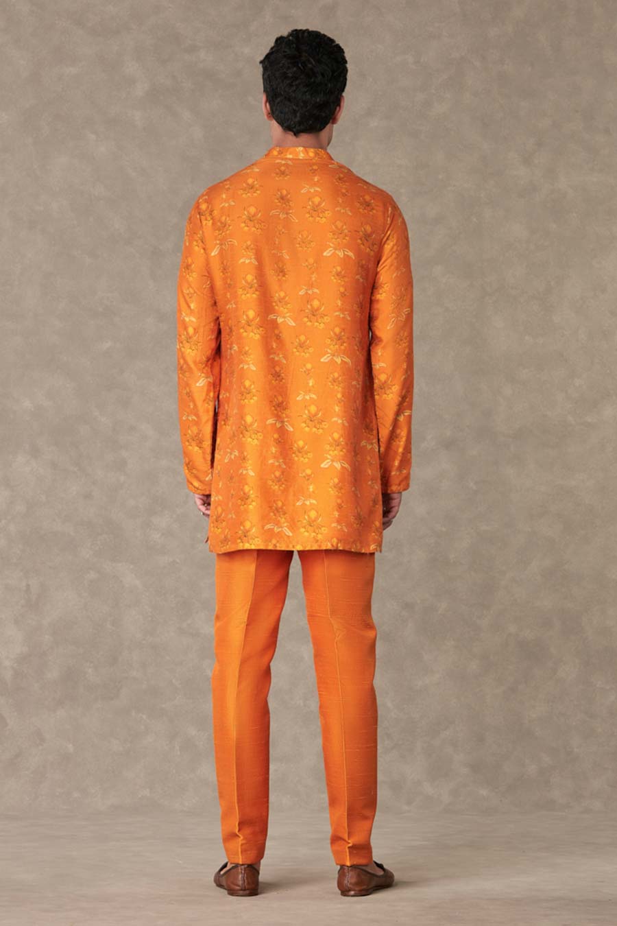 Rust Narangi Print Embroidered Kurta