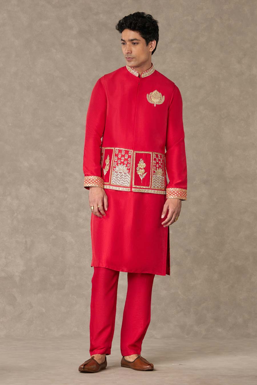 Red Anar Embroidered Bandi Jacket