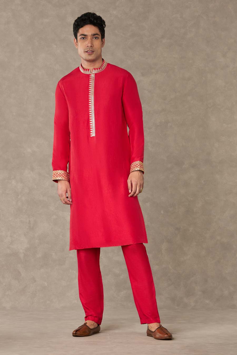 Red Anar Embroidered Kurta Set