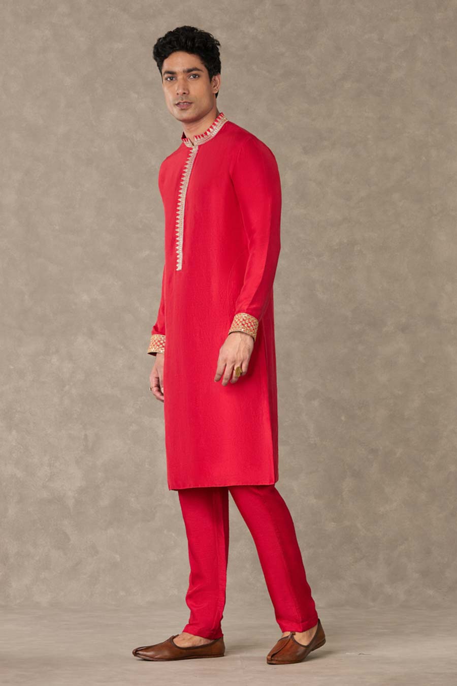 Red Anar Embroidered Kurta Set