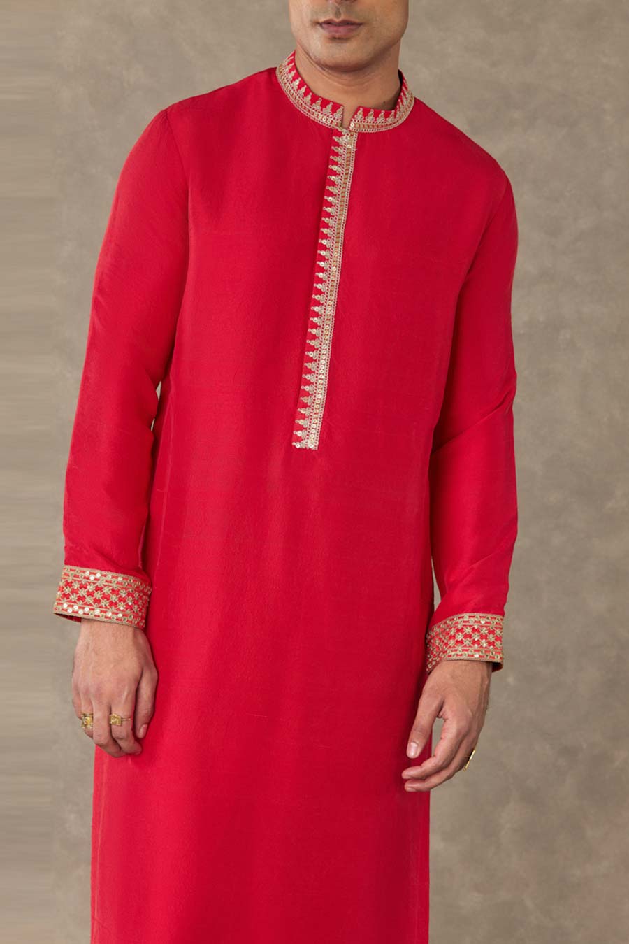 Red Anar Embroidered Kurta Set