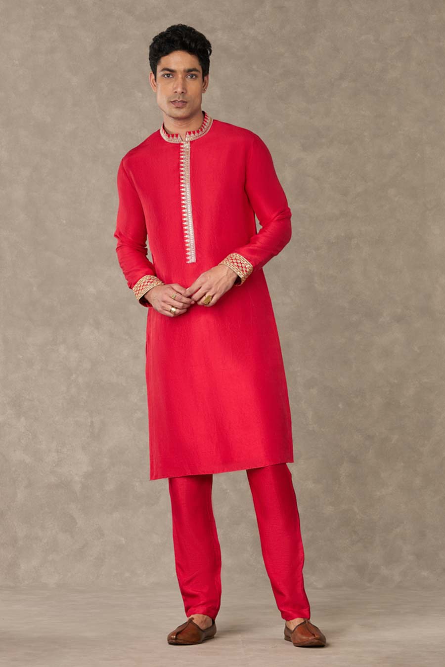 Red Anar Embroidered Kurta