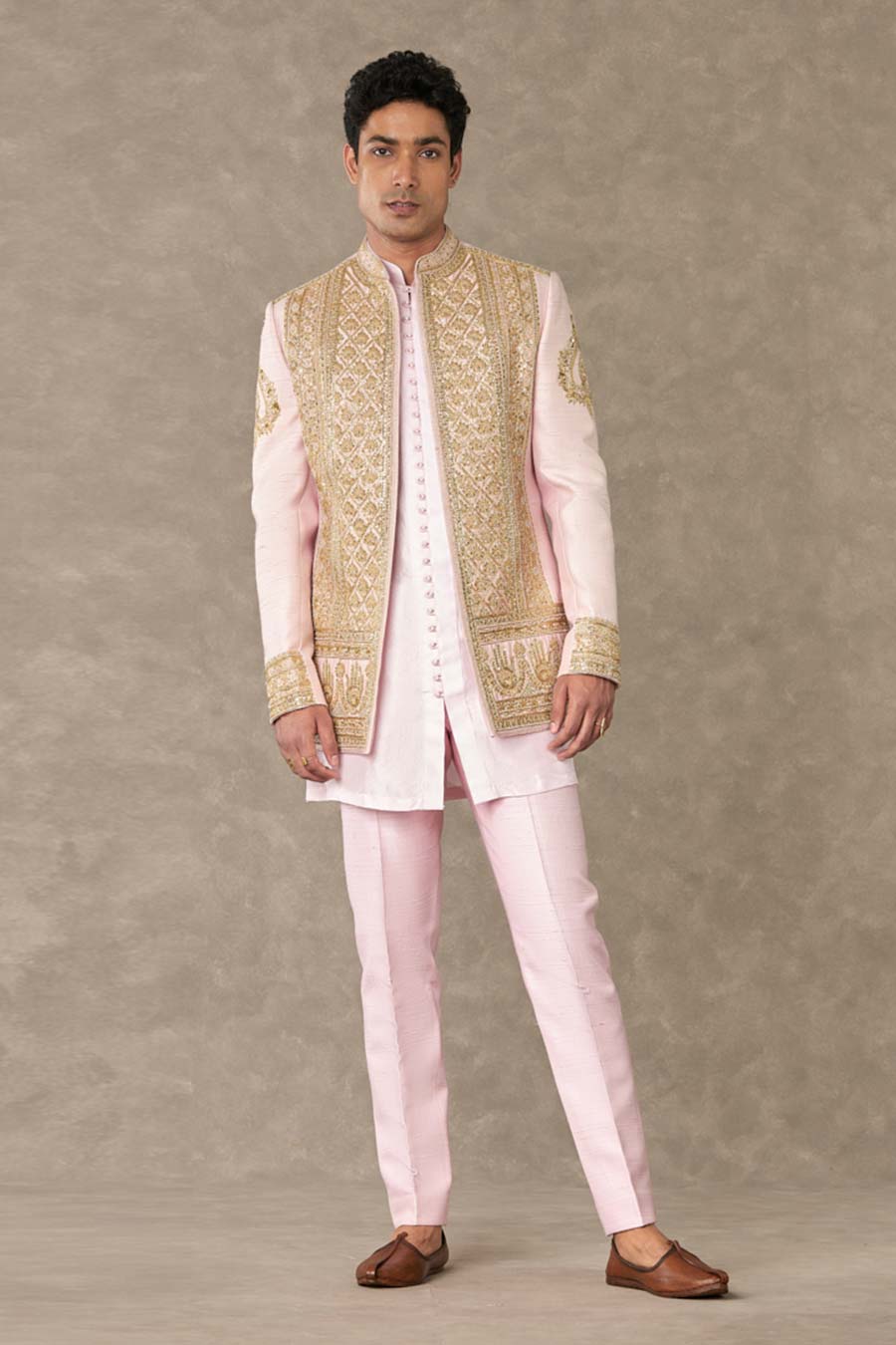 Mithai Pink Dil-Chidiya Embroidered Kurta Set with Koti