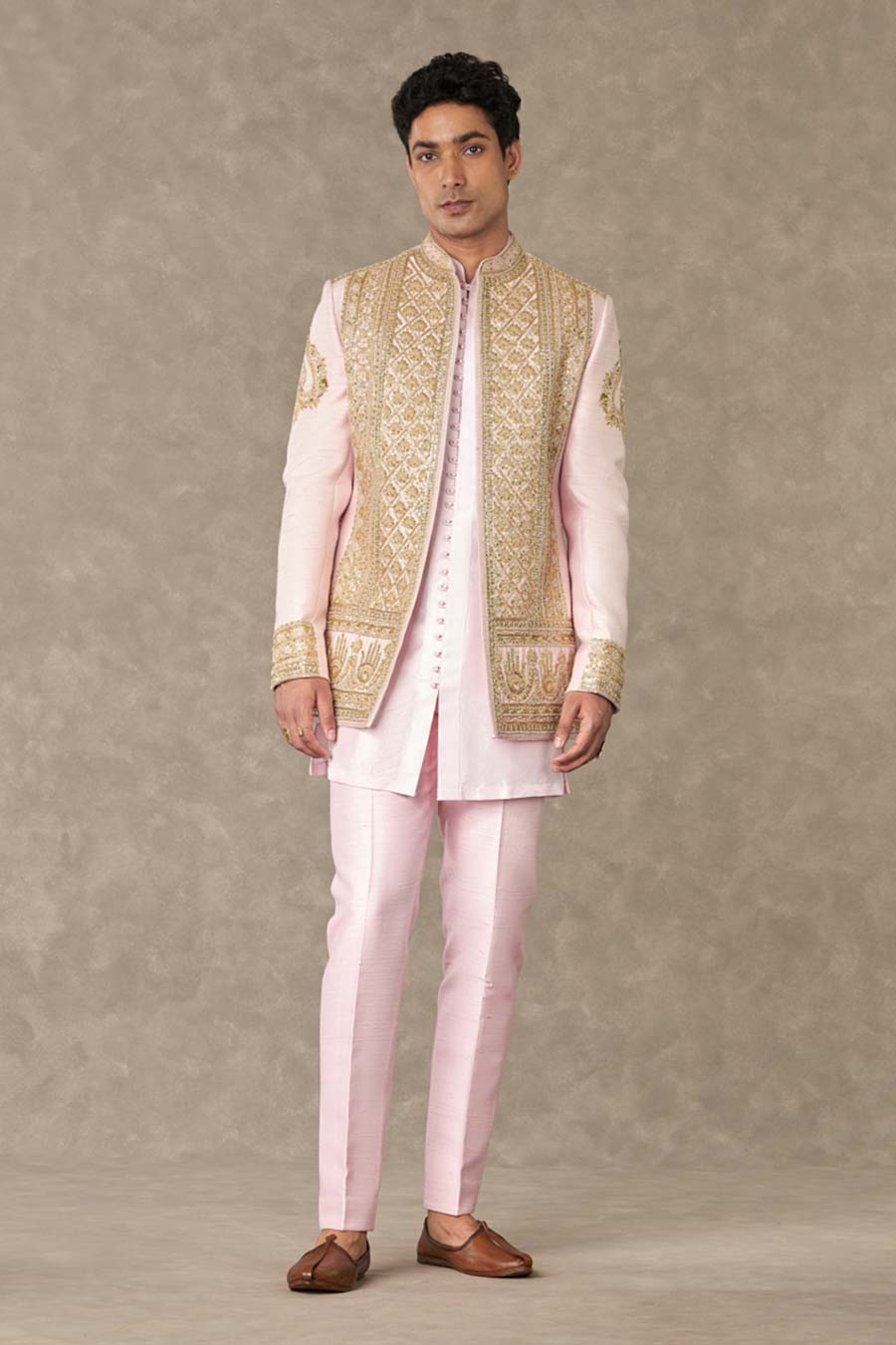 Mithai Pink Dil-Chidiya Embroidered Kurta Set with Koti