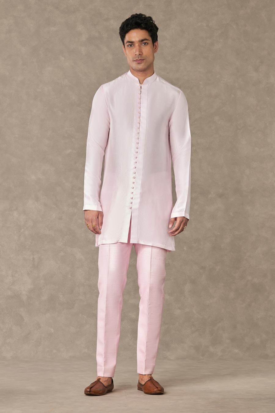 Mithai Pink Dil-Chidiya Embroidered Kurta Set with Koti