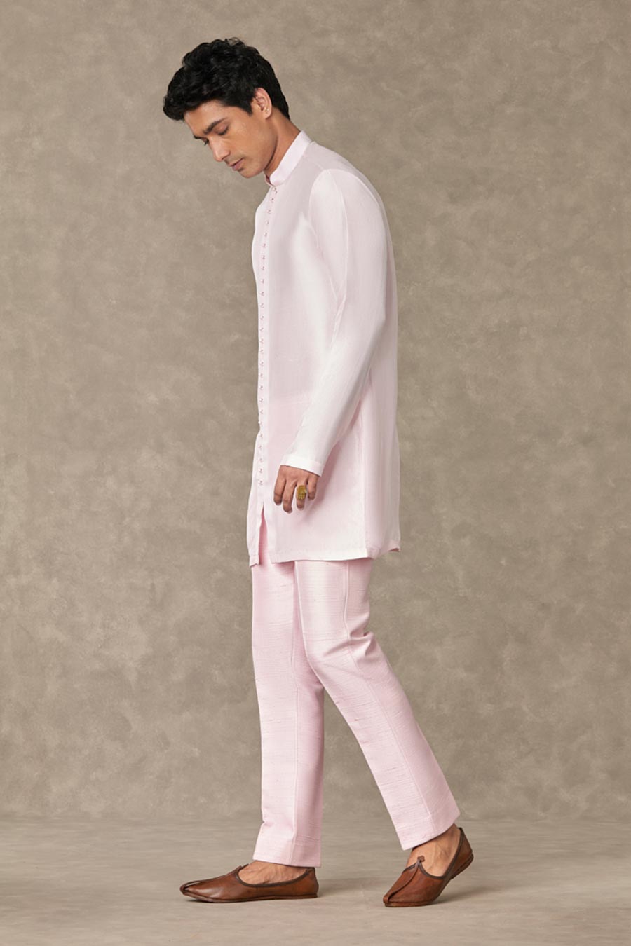 Mithai Pink Dil-Chidiya Embroidered Kurta Set with Koti