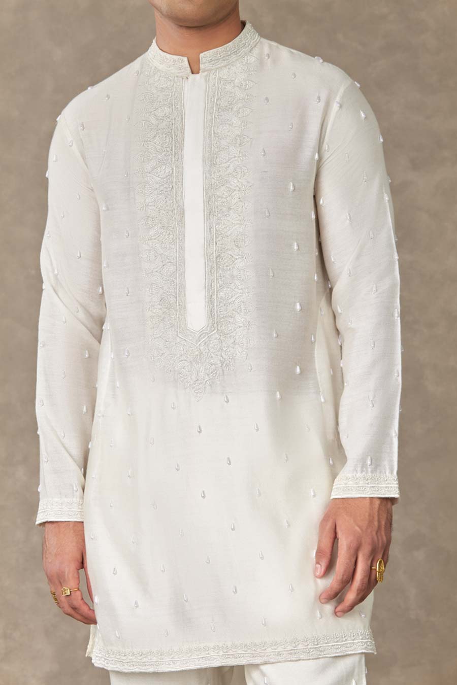 Ivory Pearl Embroidered Kurta Set