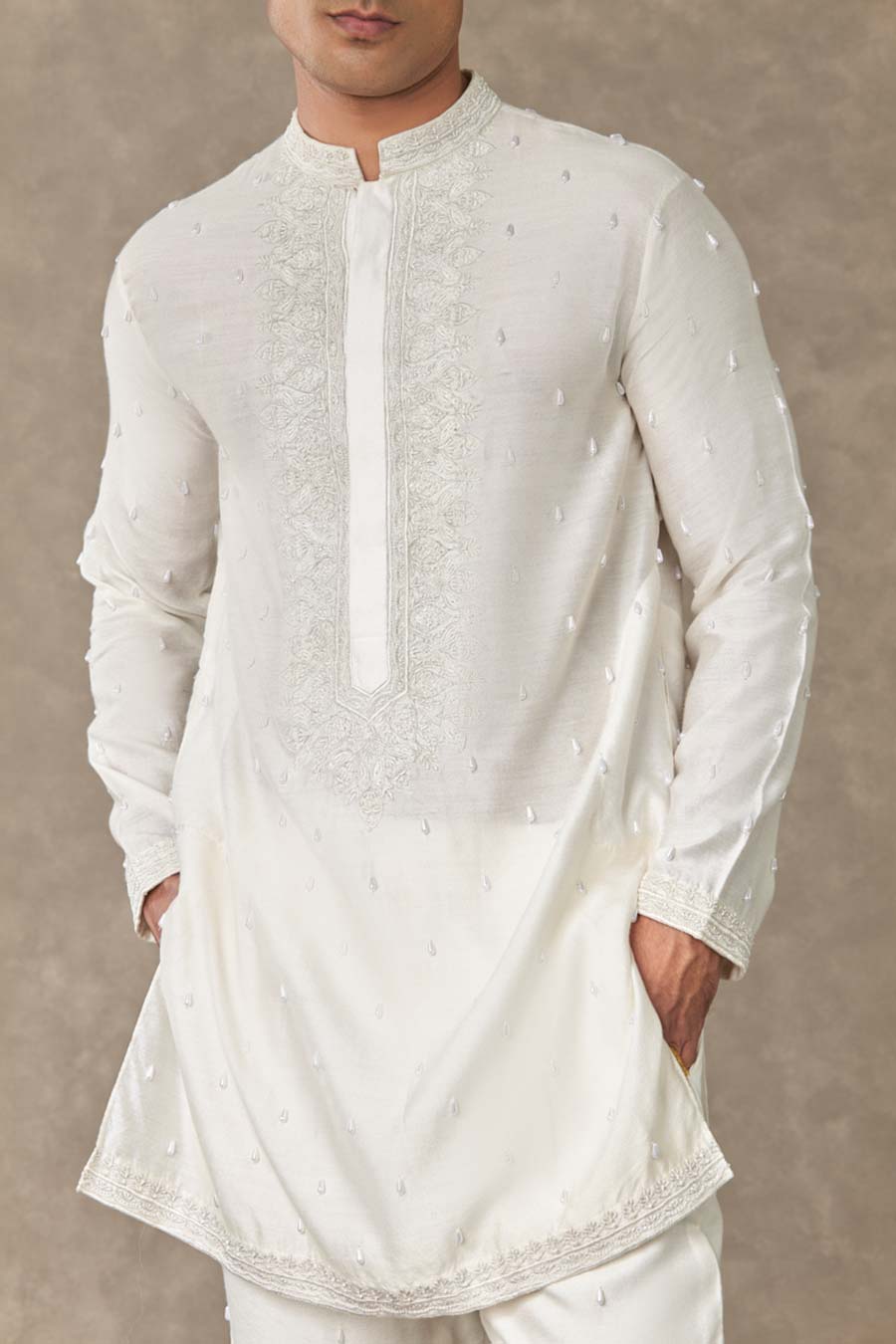 Ivory Pearl Embroidered Kurta Set