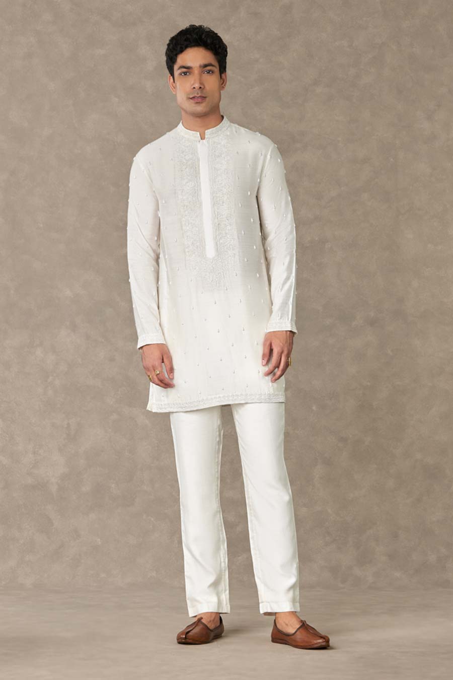 Ivory Pearl Embroidered Kurta