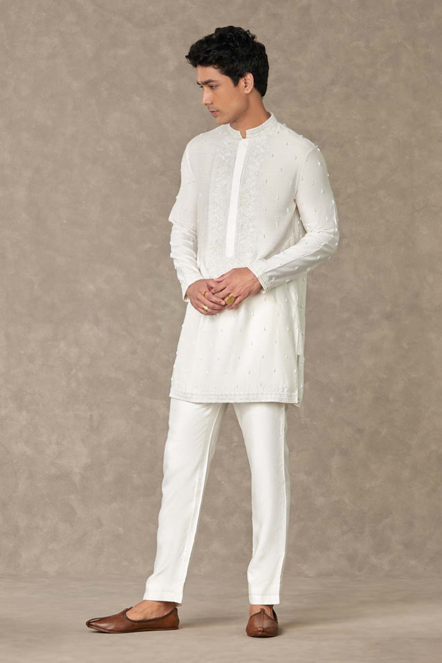 Ivory Pearl Embroidered Kurta