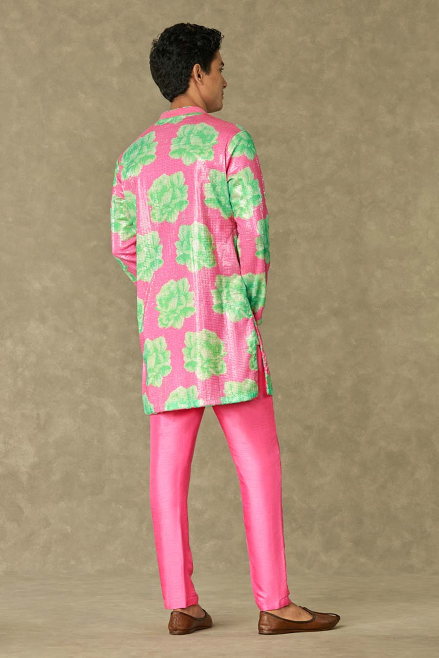 Pink Nurvi Print Embroidered Kurta Set