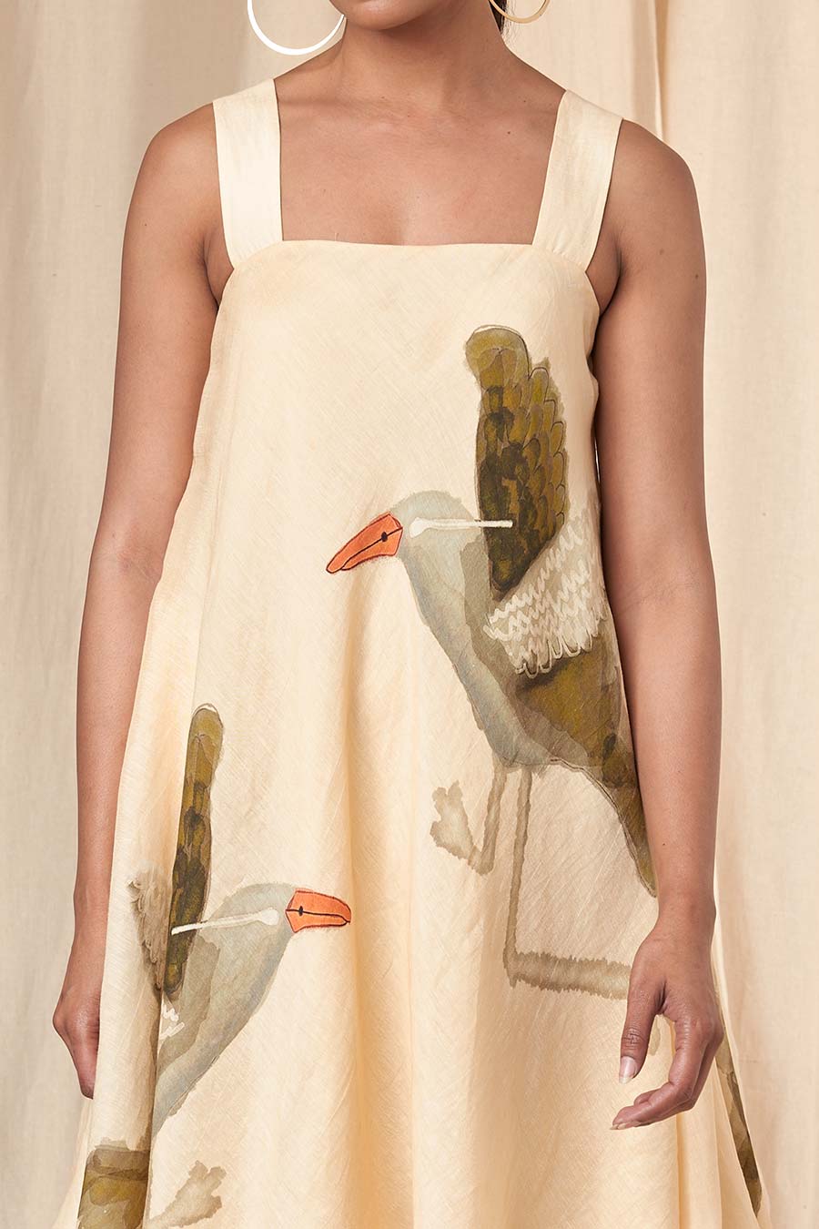 Ivory Gold Finch Short Strappy Dress