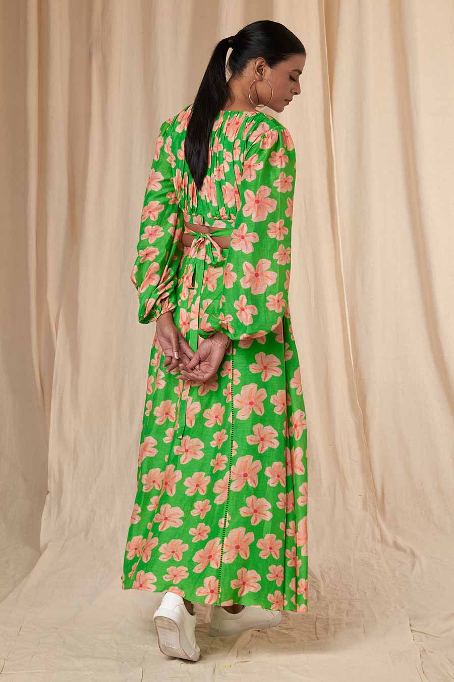 Green Flower Passion Cut-Out Dress