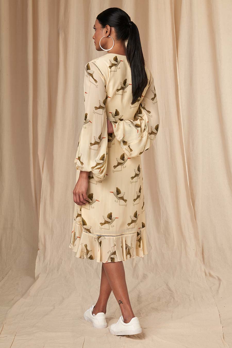 Ivory Gold Finch Wrap Dress