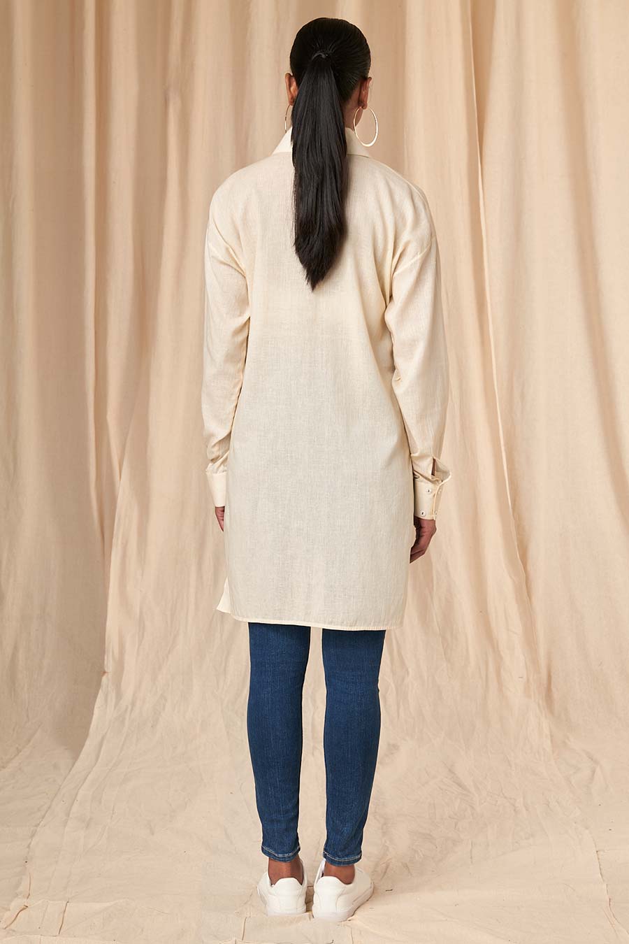 Ivory Gold Finch High-Low Shirt
