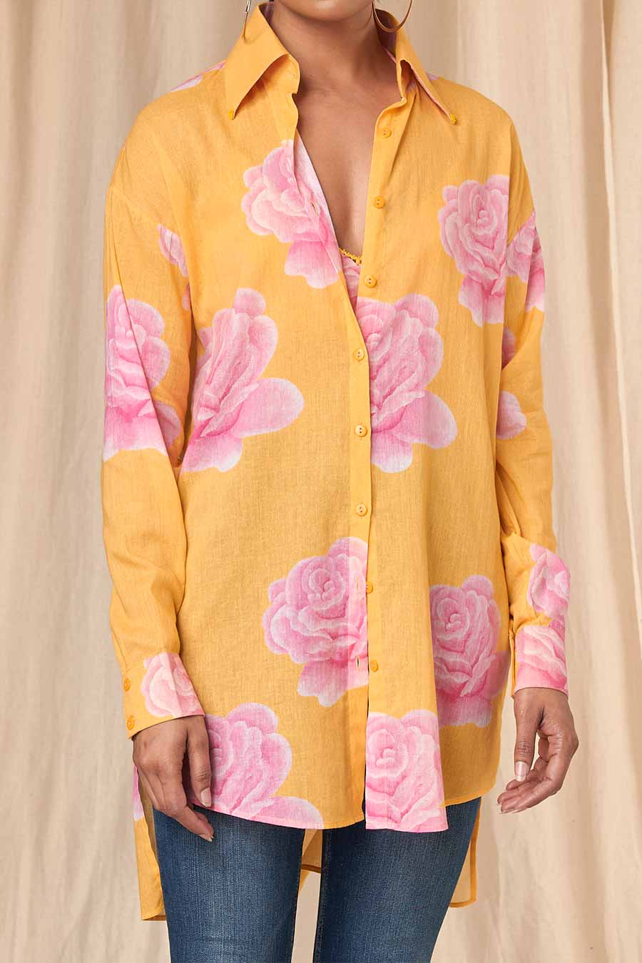 Sunshine Yellow Rosy High-Low Shirt