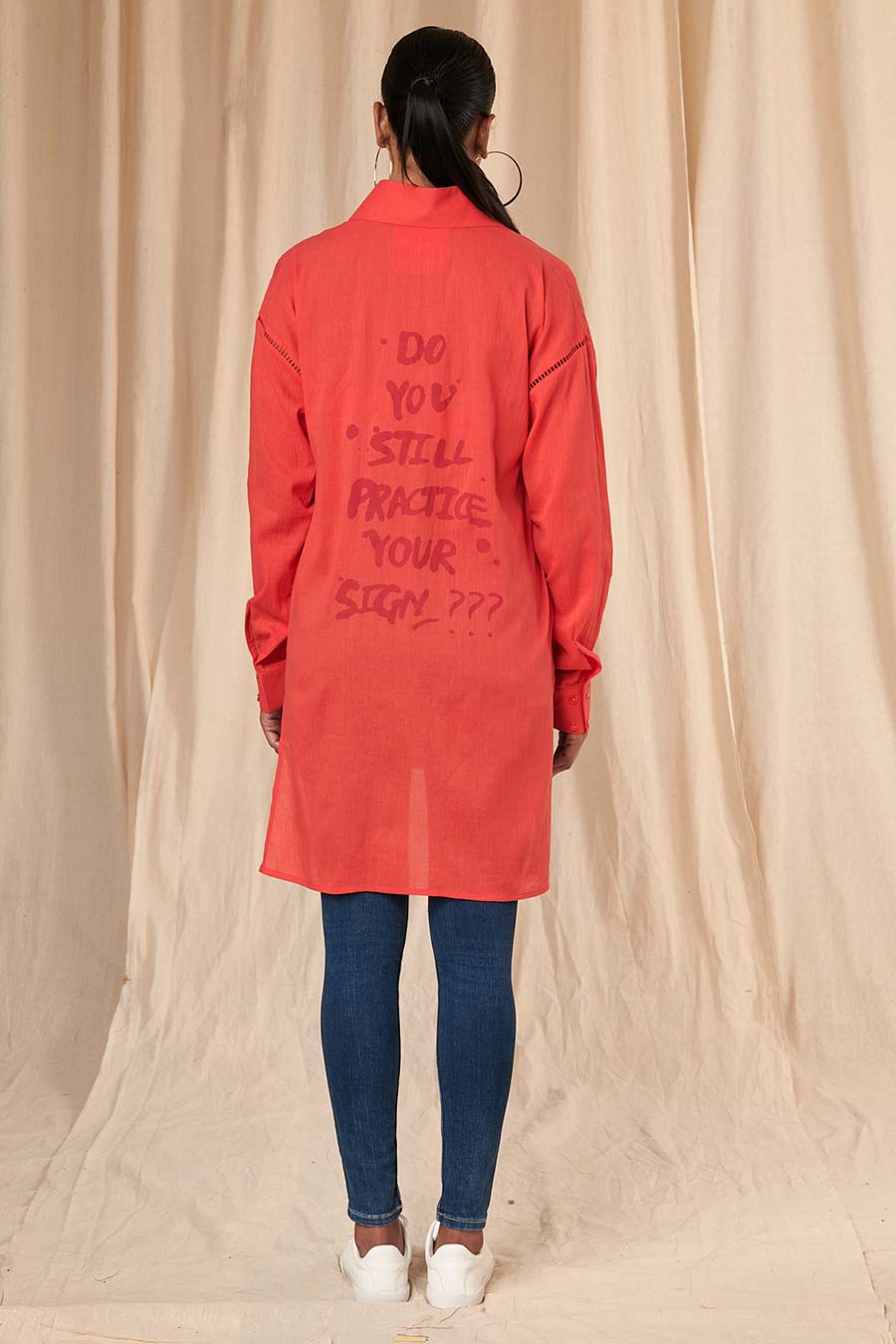 Red Slogan Shirt With Bralette