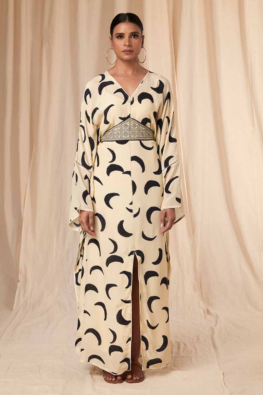 Ivory Mooncrest Kaftan Dress With Belt