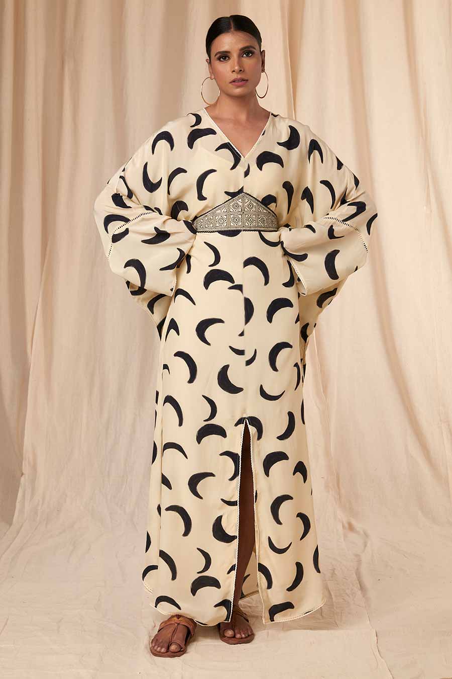 Ivory Mooncrest Kaftan Dress With Belt