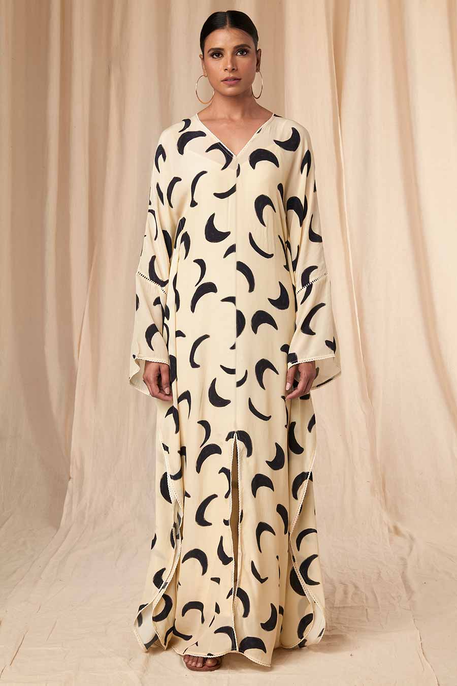 Ivory Mooncrest Kaftan Dress With Belt