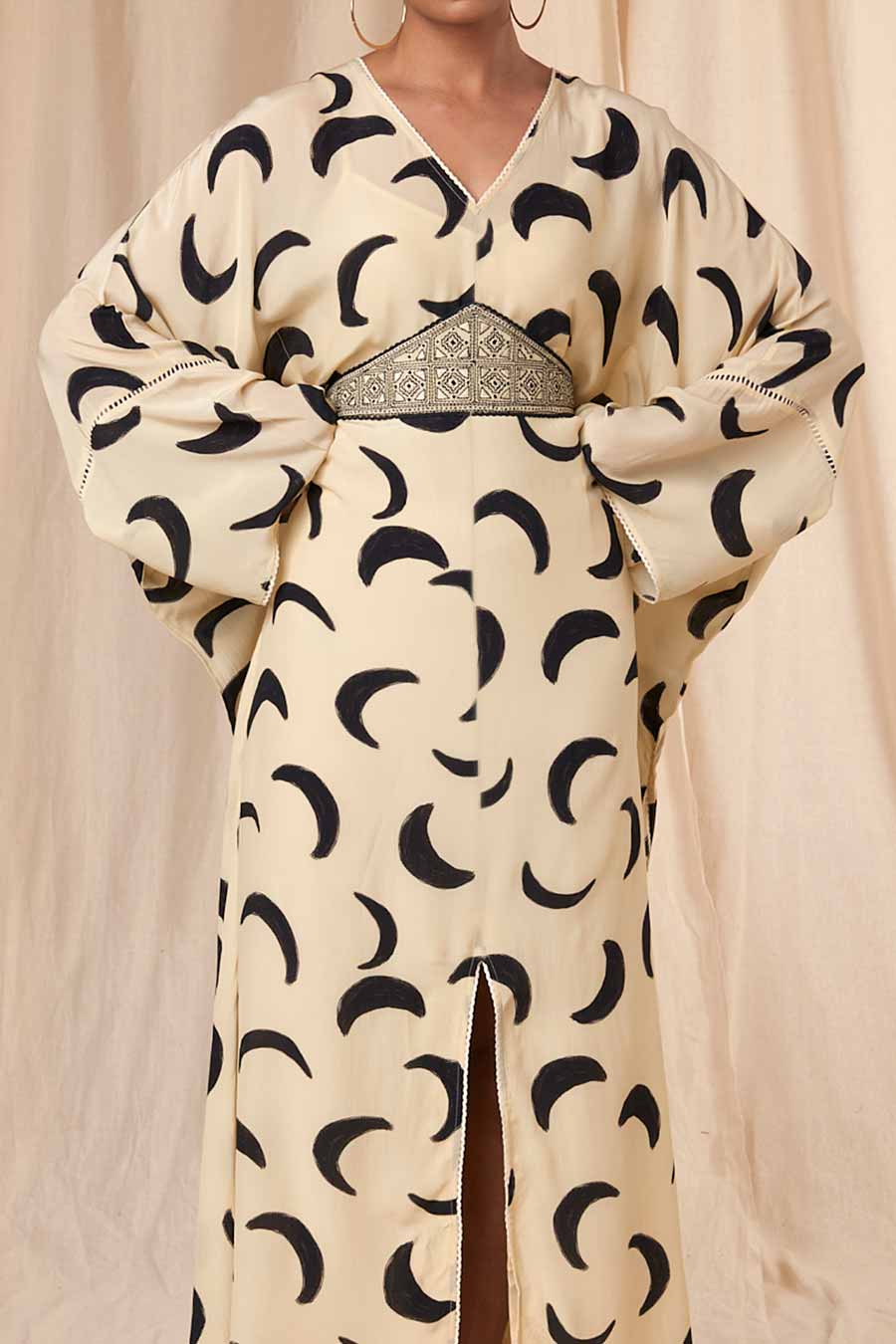 Ivory Mooncrest Kaftan Dress With Belt