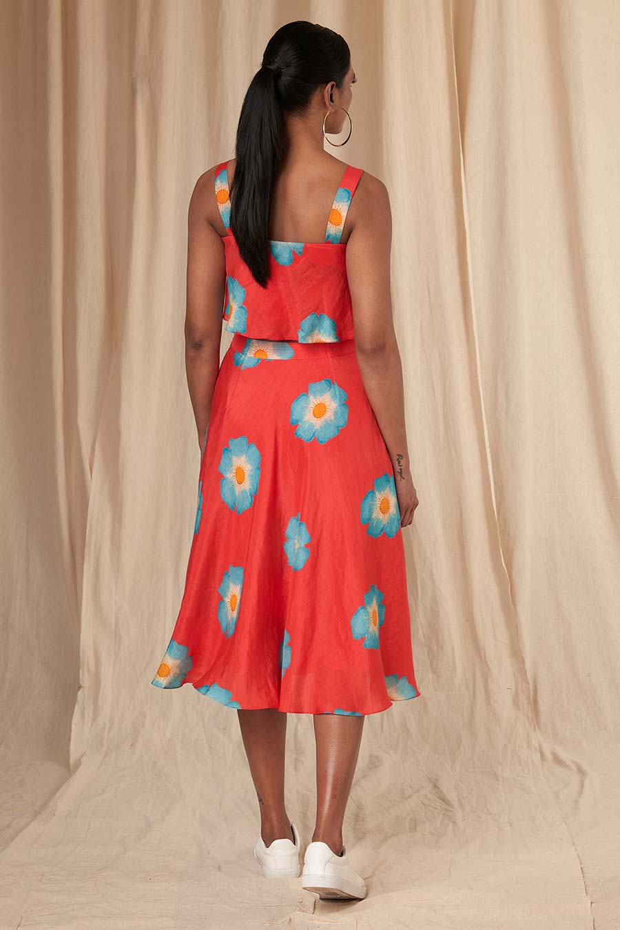 Red Crazy Daizy Crop Top & Skirt Set