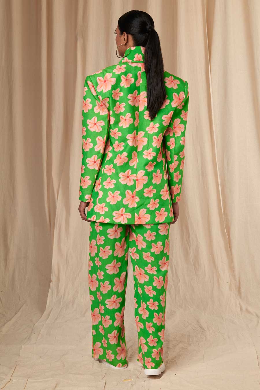 Green Flower Passion Shirt Pants & Blazer Set (3Pc)