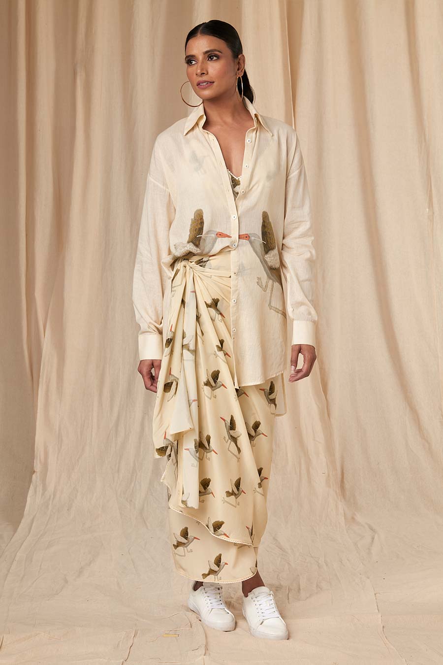 Ivory Gold Finch Pareo Skirt