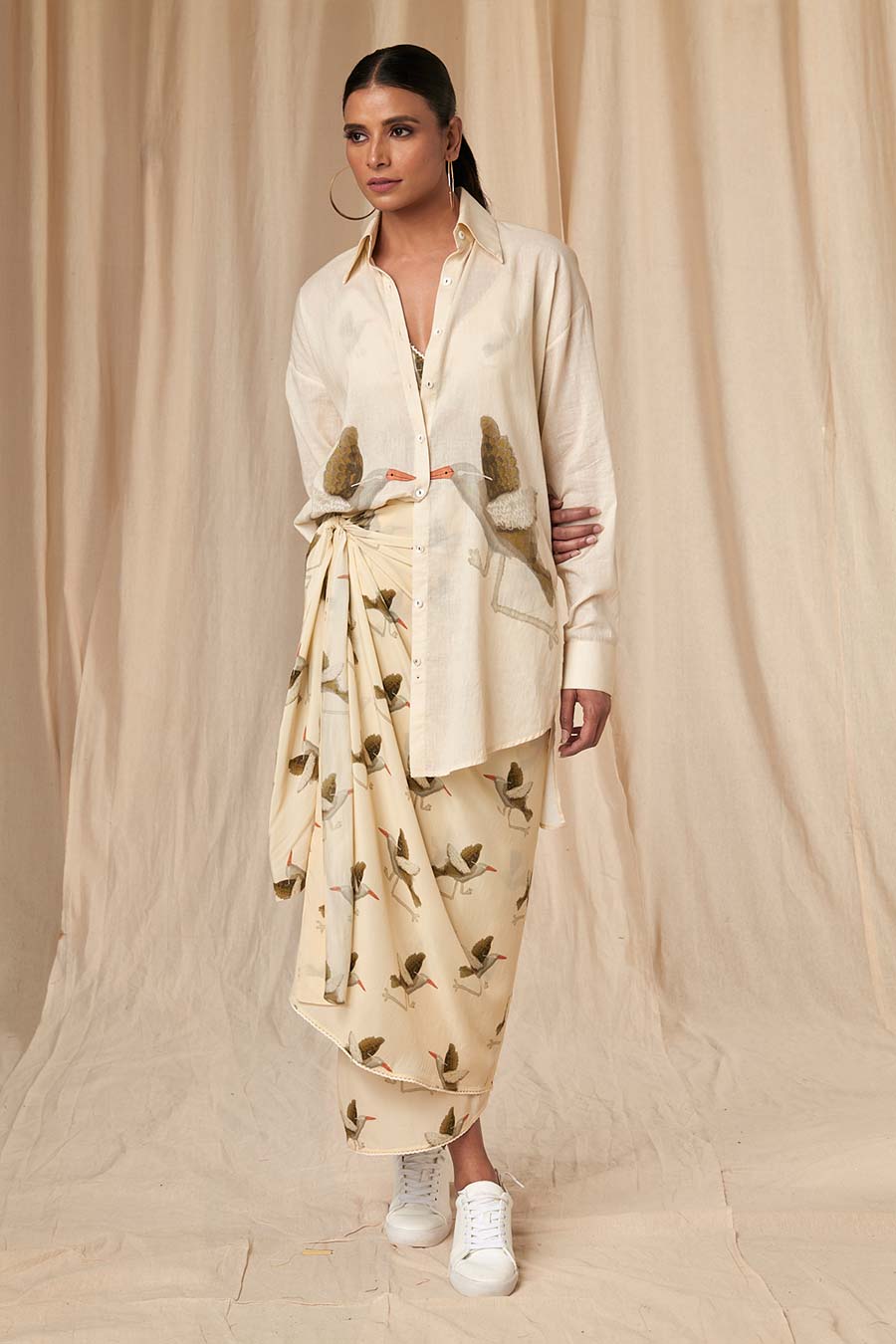 Ivory Gold Finch Pareo Skirt