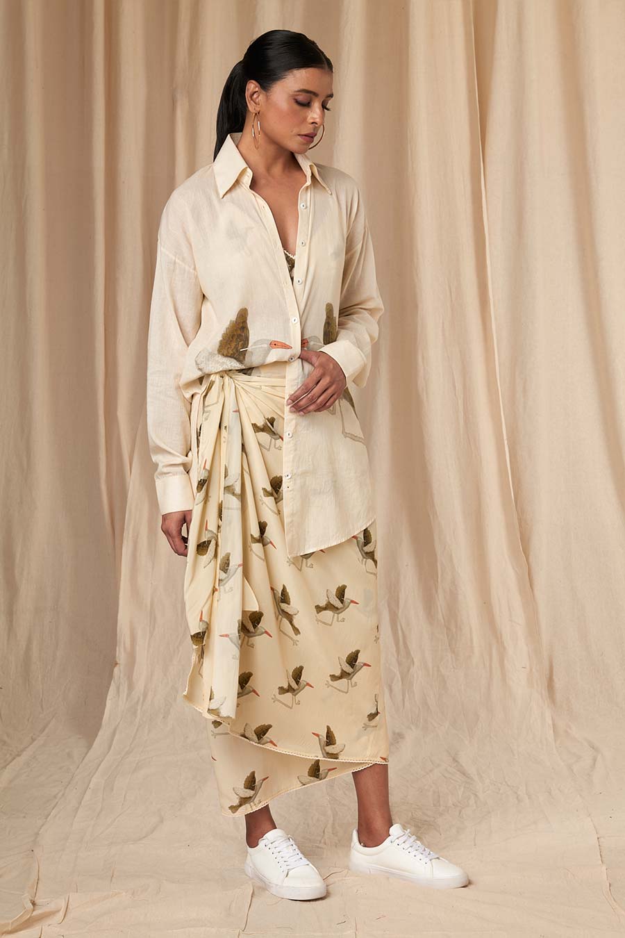 Ivory Gold Finch Pareo Skirt