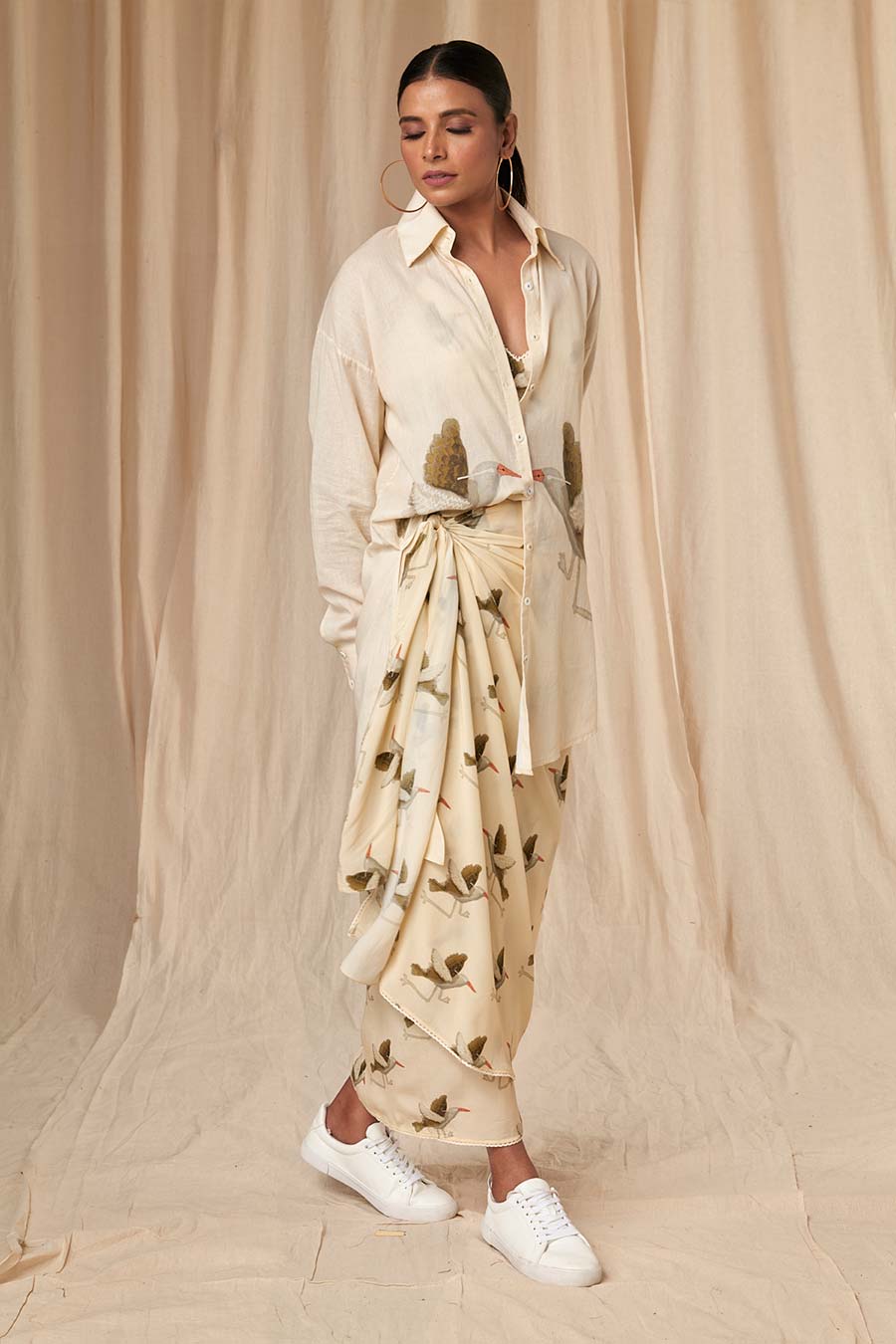 Ivory Gold Finch Pareo Skirt