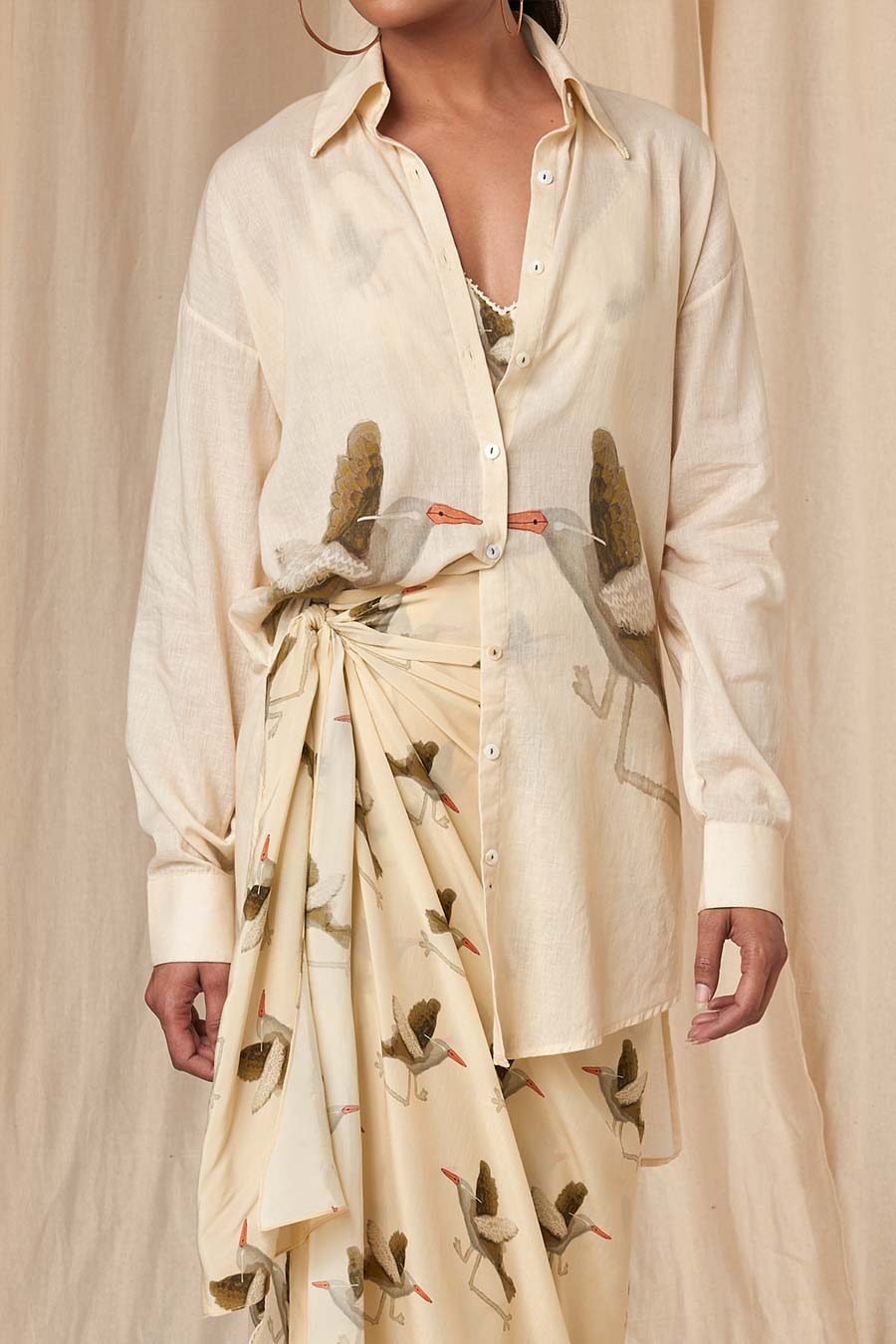 Ivory Gold Finch Pareo Skirt