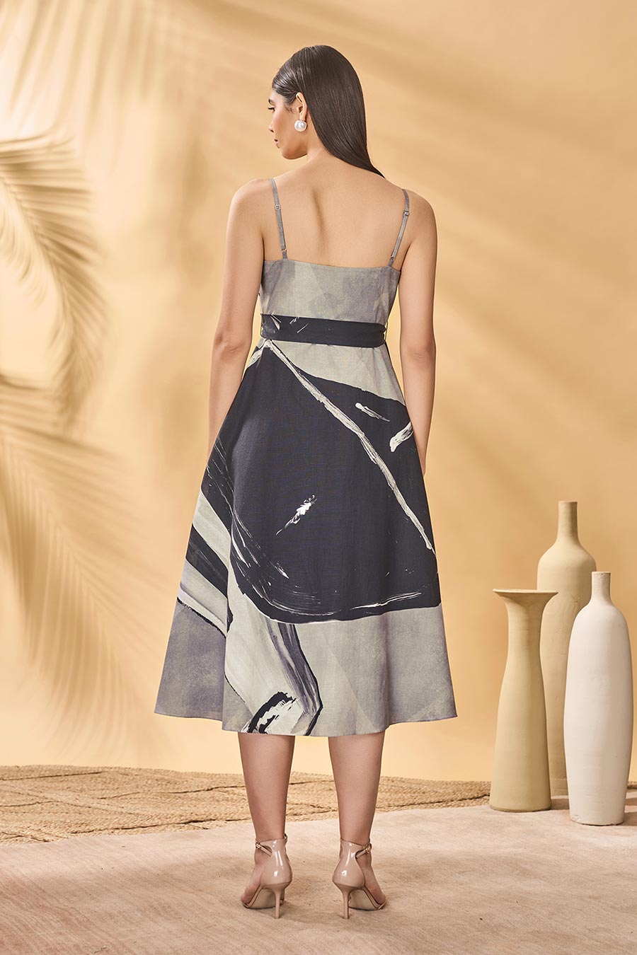 Hidden Gaze Grey Printed Wrap Dress