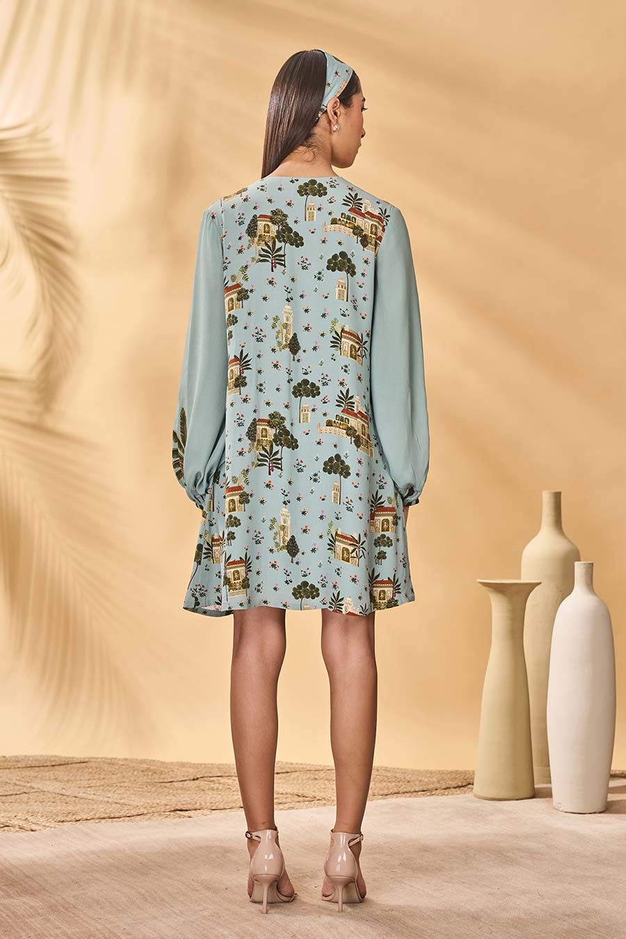 Blue Miniature Dreams Embroidered Mini Dress