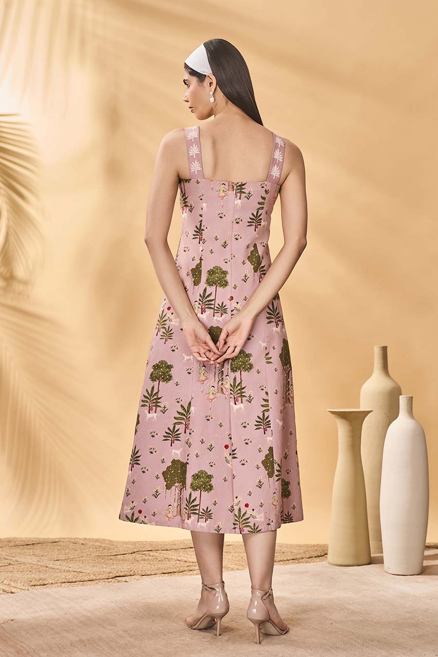 Pink Pirouette Picnic Printed Midi Dress