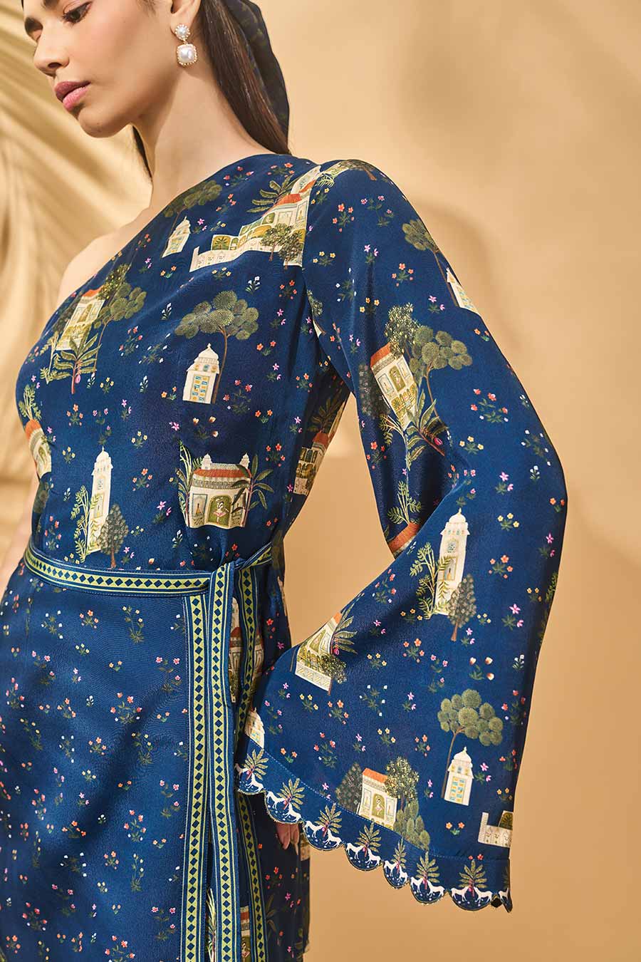Midnight Miniature Dreams Printed Wrap Dress