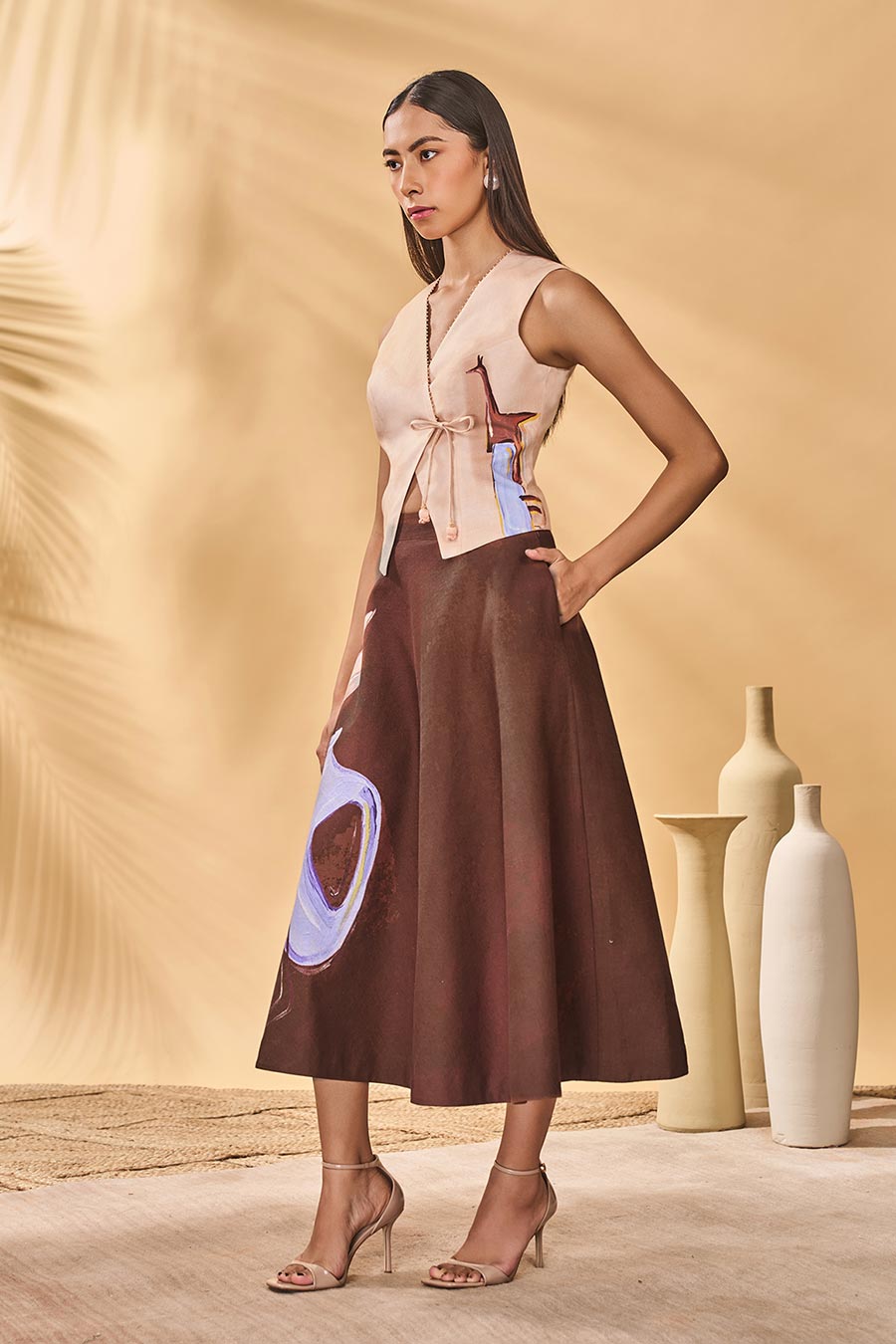 Hidden Within Printed Waistcoat & Skirt Set