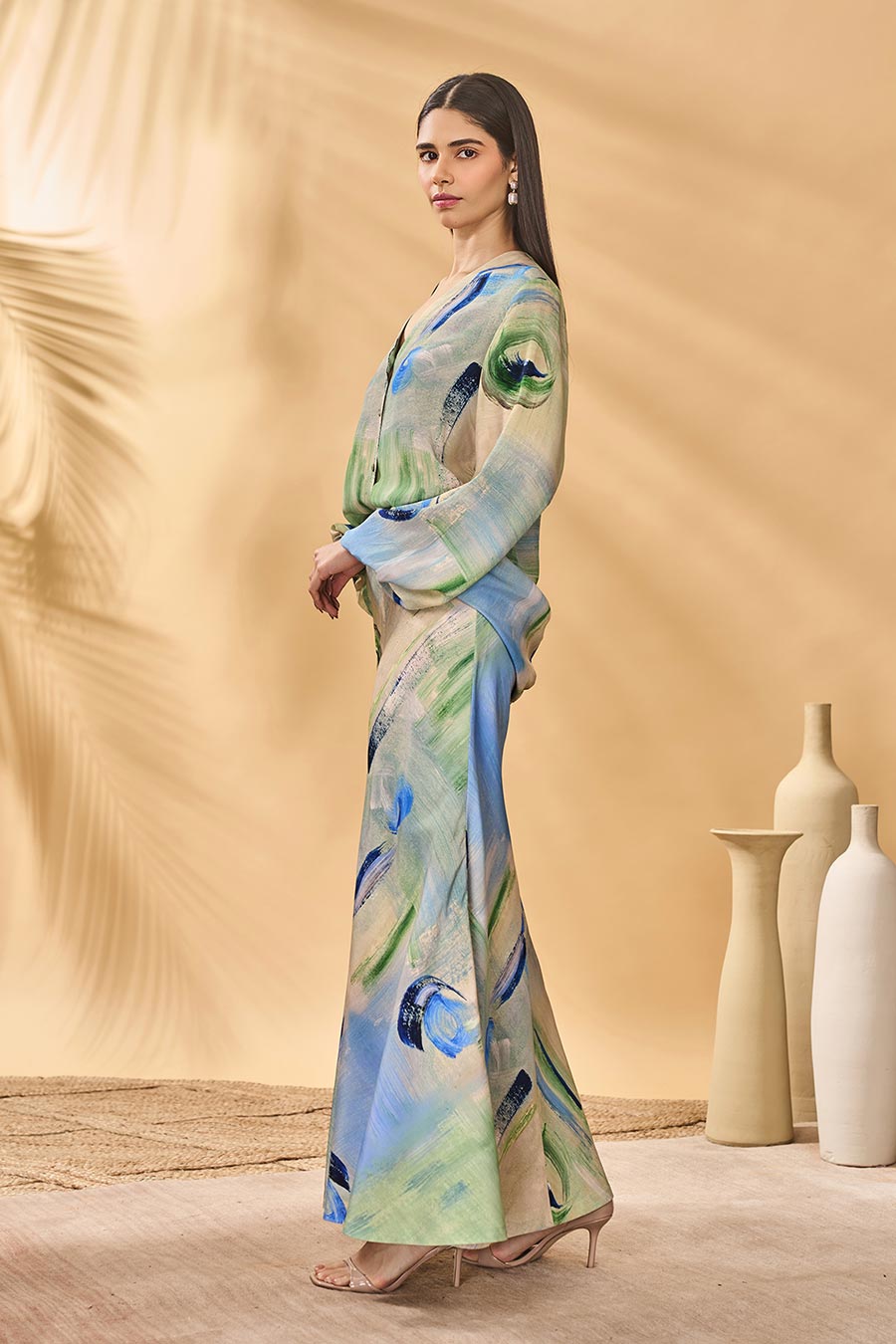 Whirl Wind Printed Bellowy Sleeve Top